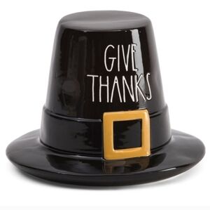 Rae Dunn Ceramic Give Thanks Pilgrim Hat NEW